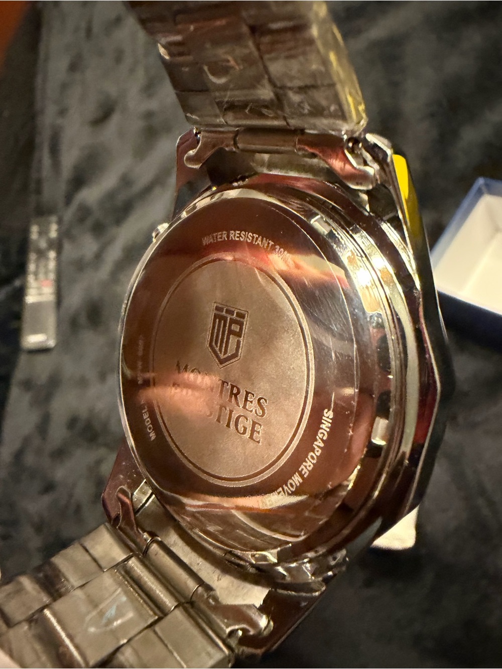 Men's Silver and White Chronograph Watch - Picture 4 of 4